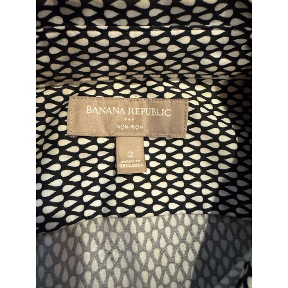 Banana Republic Womens Black & White Non-Iron Button-Up Blouse Size 2 - Picture 8 of 9